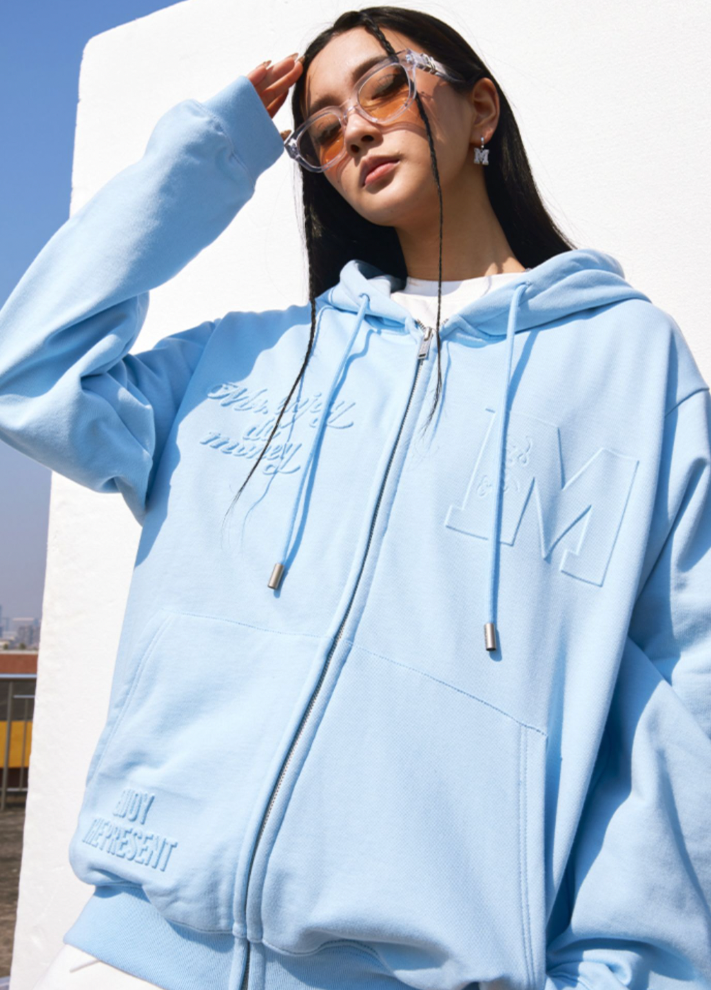 MEDM Embossed Zipper Hoodie