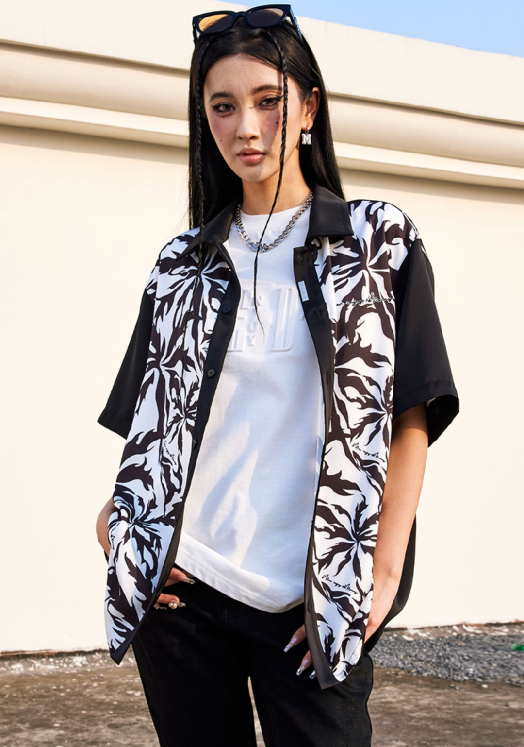 MEDM Tiger Pattern Coconut Tree Short Sleeved Shirt