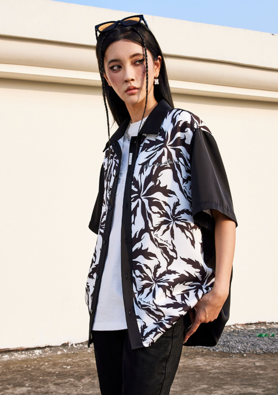 MEDM Tiger Pattern Coconut Tree Short Sleeved Shirt