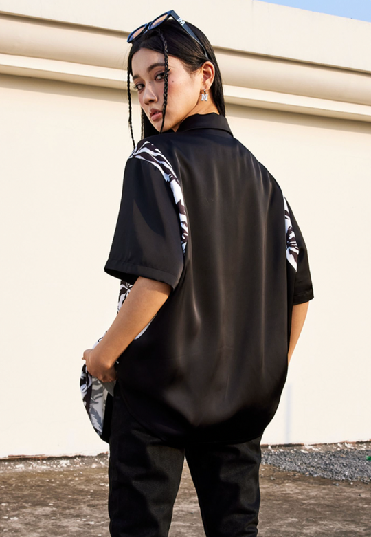 MEDM Tiger Pattern Coconut Tree Short Sleeved Shirt