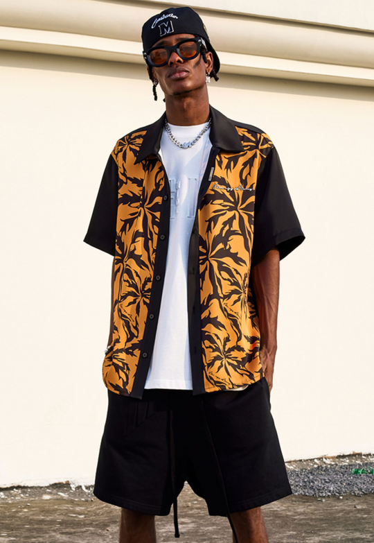 MEDM Tiger Pattern Coconut Tree Short Sleeved Shirt