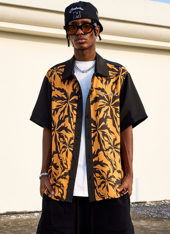 MEDM Tiger Pattern Coconut Tree Short Sleeved Shirt