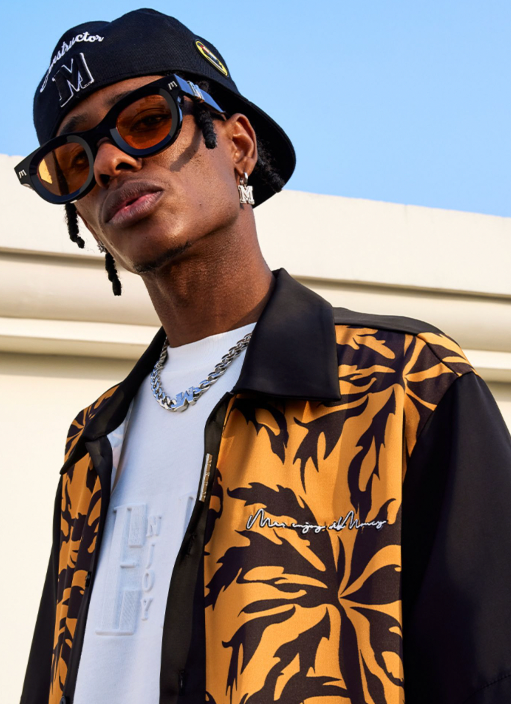 MEDM Tiger Pattern Coconut Tree Short Sleeved Shirt