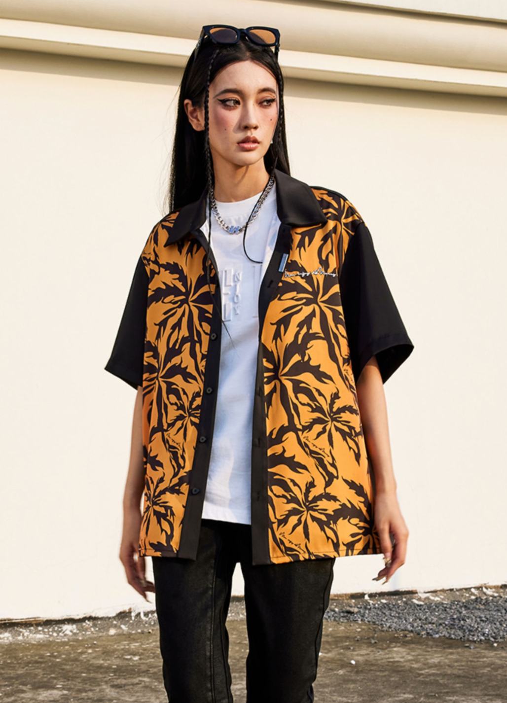 MEDM Tiger Pattern Coconut Tree Short Sleeved Shirt