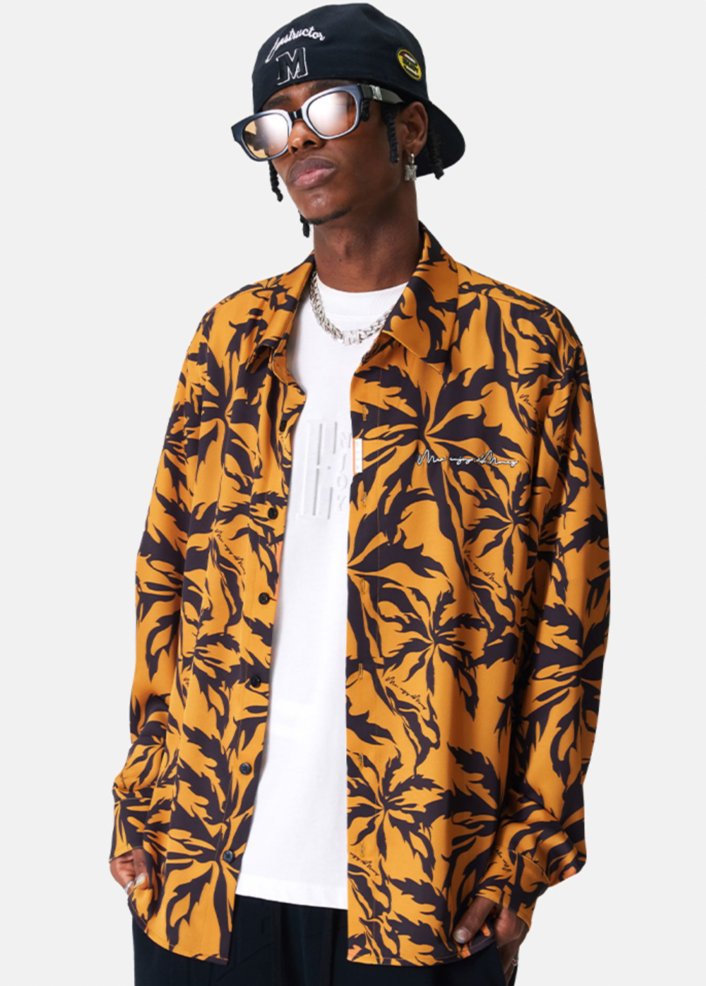 MEDM Tiger Pattern Coconut Tree Long Sleeved Shirt