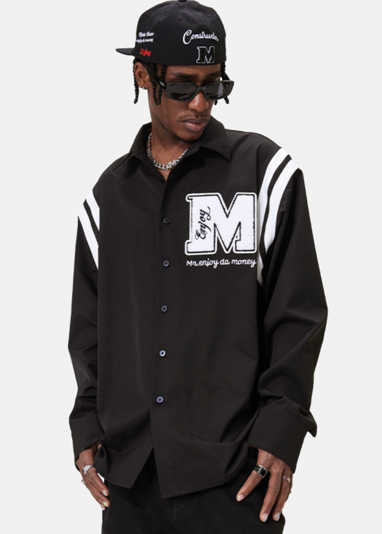 MEDM Lapel Striped Long Sleeves Shirt