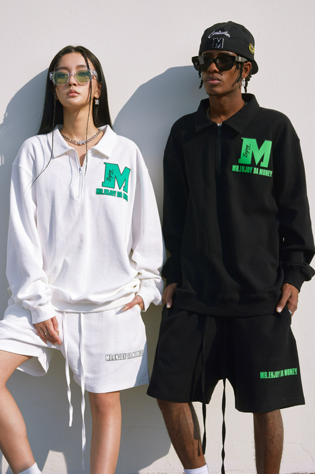 MEDM Waffle Half Zipper Polo Shirt