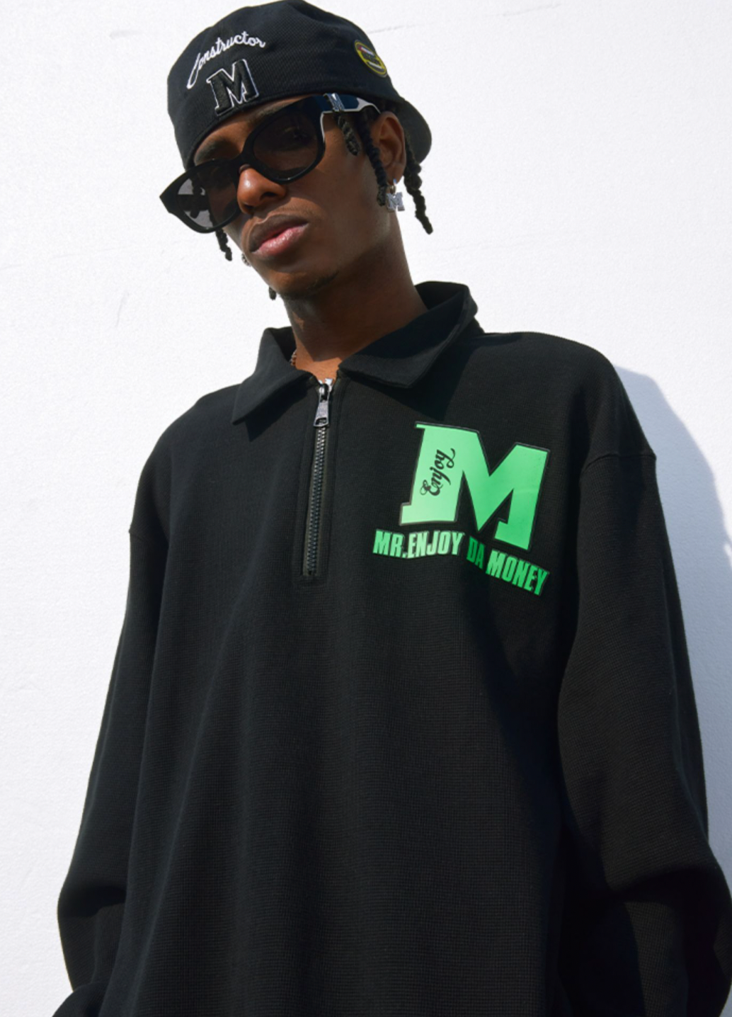 MEDM Waffle Half Zipper Polo Shirt