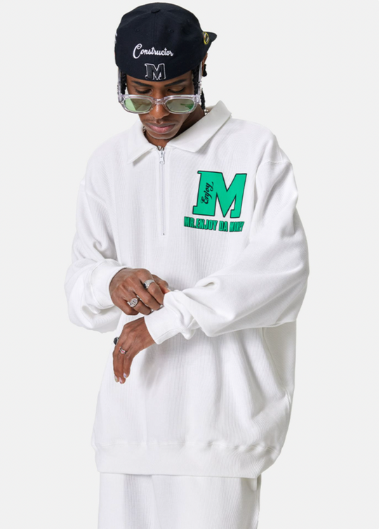 MEDM Waffle Half Zipper Polo Shirt