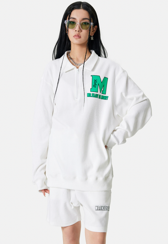 MEDM Waffle Half Zipper Polo Shirt