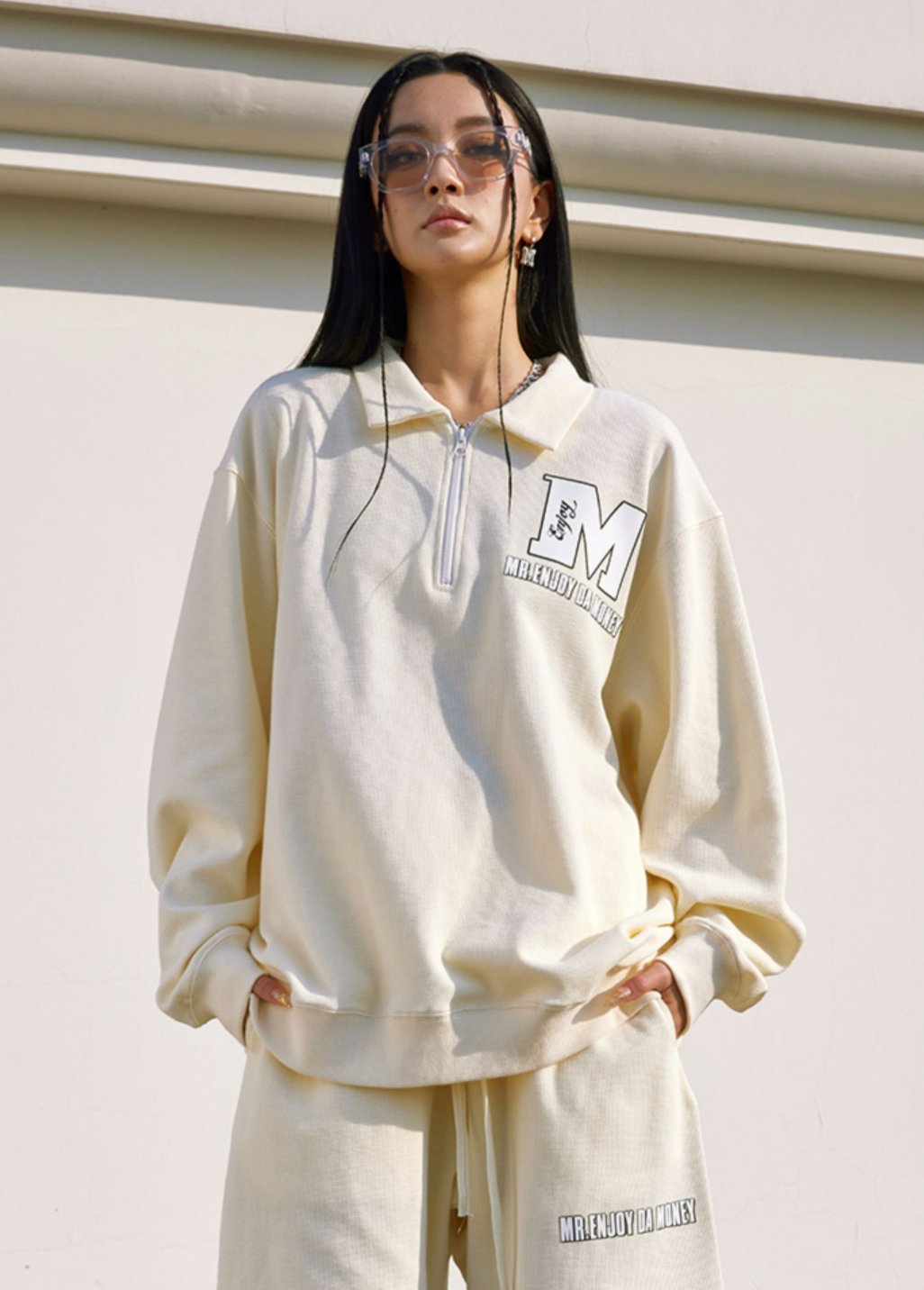 MEDM Waffle Half Zipper Polo Shirt