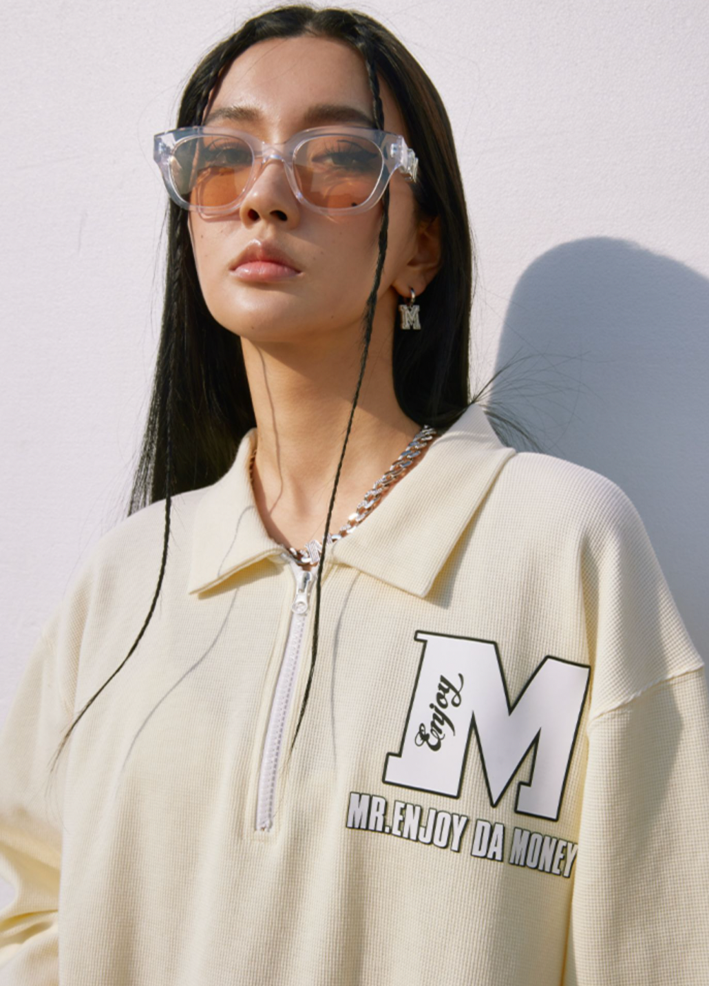 MEDM Waffle Half Zipper Polo Shirt