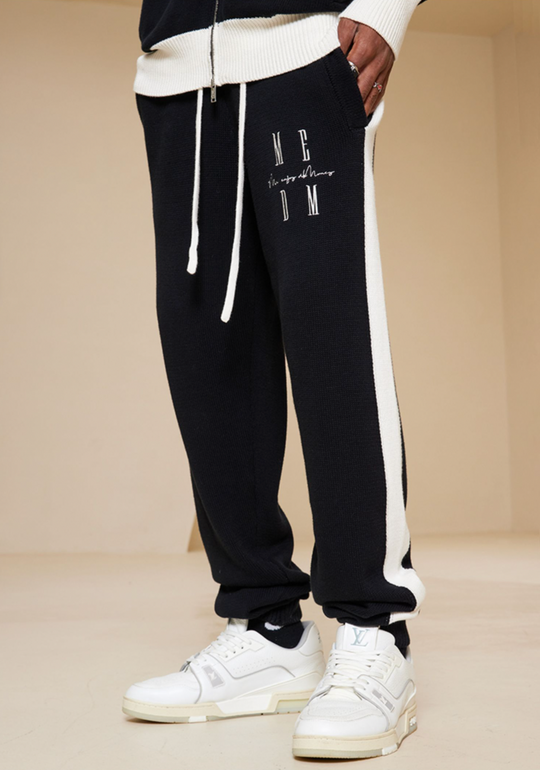 MEDM Contrast Color Drawstring Knitted Track Pants