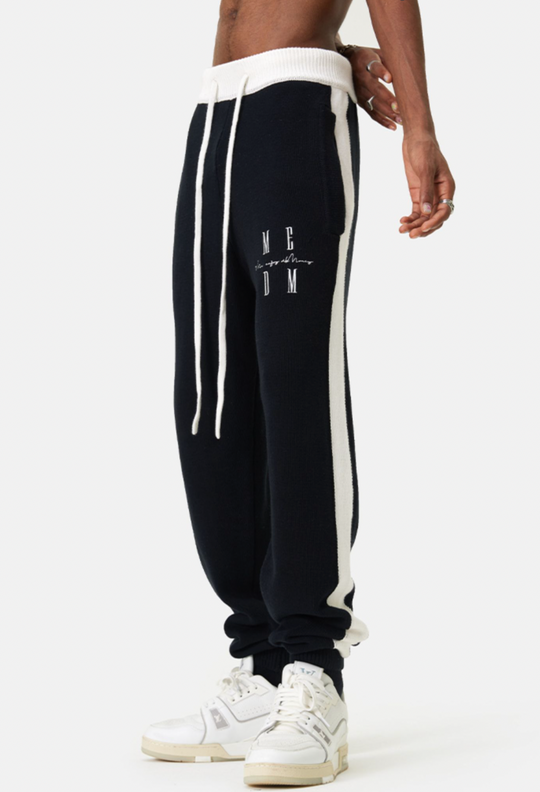 MEDM Contrast Color Drawstring Knitted Track Pants