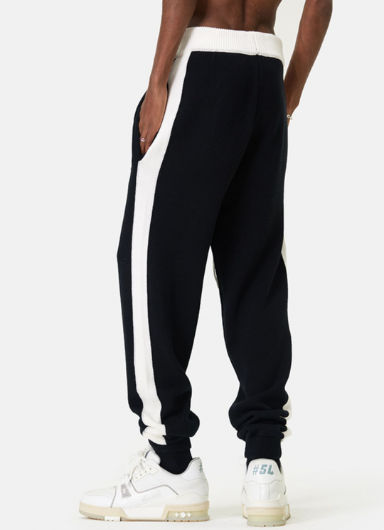 MEDM Contrast Color Drawstring Knitted Track Pants