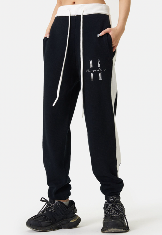 MEDM Contrast Color Drawstring Knitted Track Pants