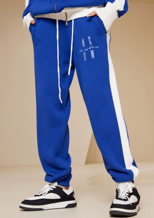 MEDM Contrast Color Drawstring Knitted Track Pants