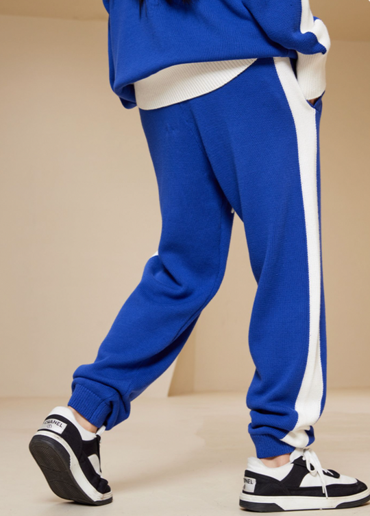 MEDM Contrast Color Drawstring Knitted Track Pants