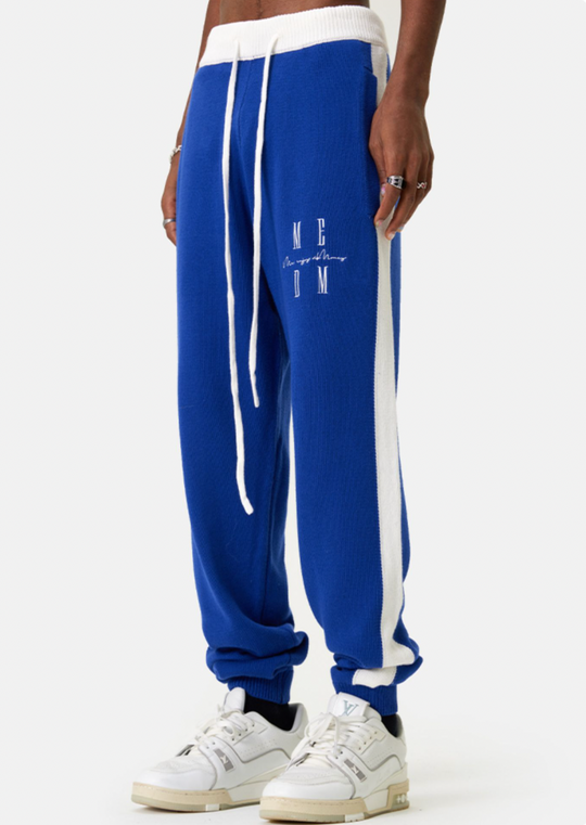 MEDM Contrast Color Drawstring Knitted Track Pants