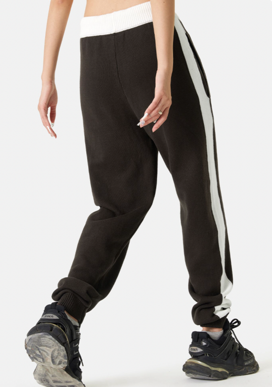 MEDM Contrast Color Drawstring Knitted Track Pants