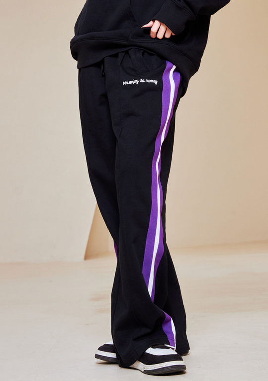 MEDM Wide Leg Contrast Color Track Pants