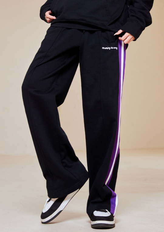 MEDM Wide Leg Contrast Color Track Pants