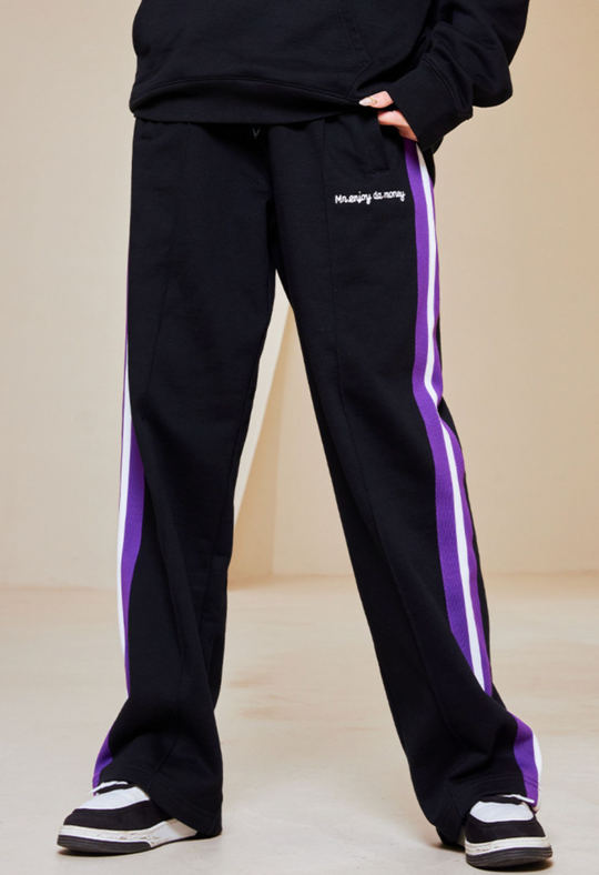MEDM Wide Leg Contrast Color Track Pants