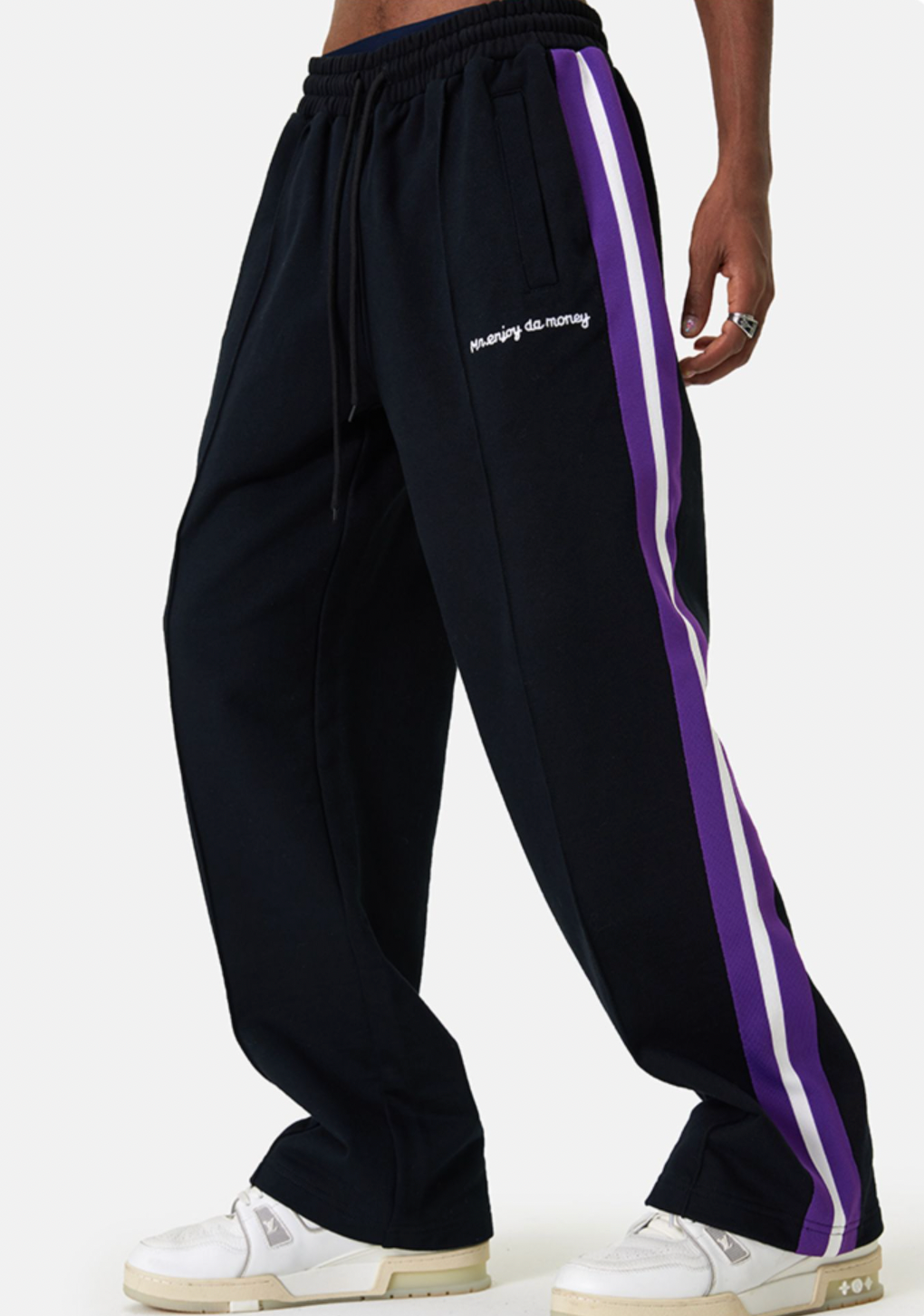 MEDM Wide Leg Contrast Color Track Pants