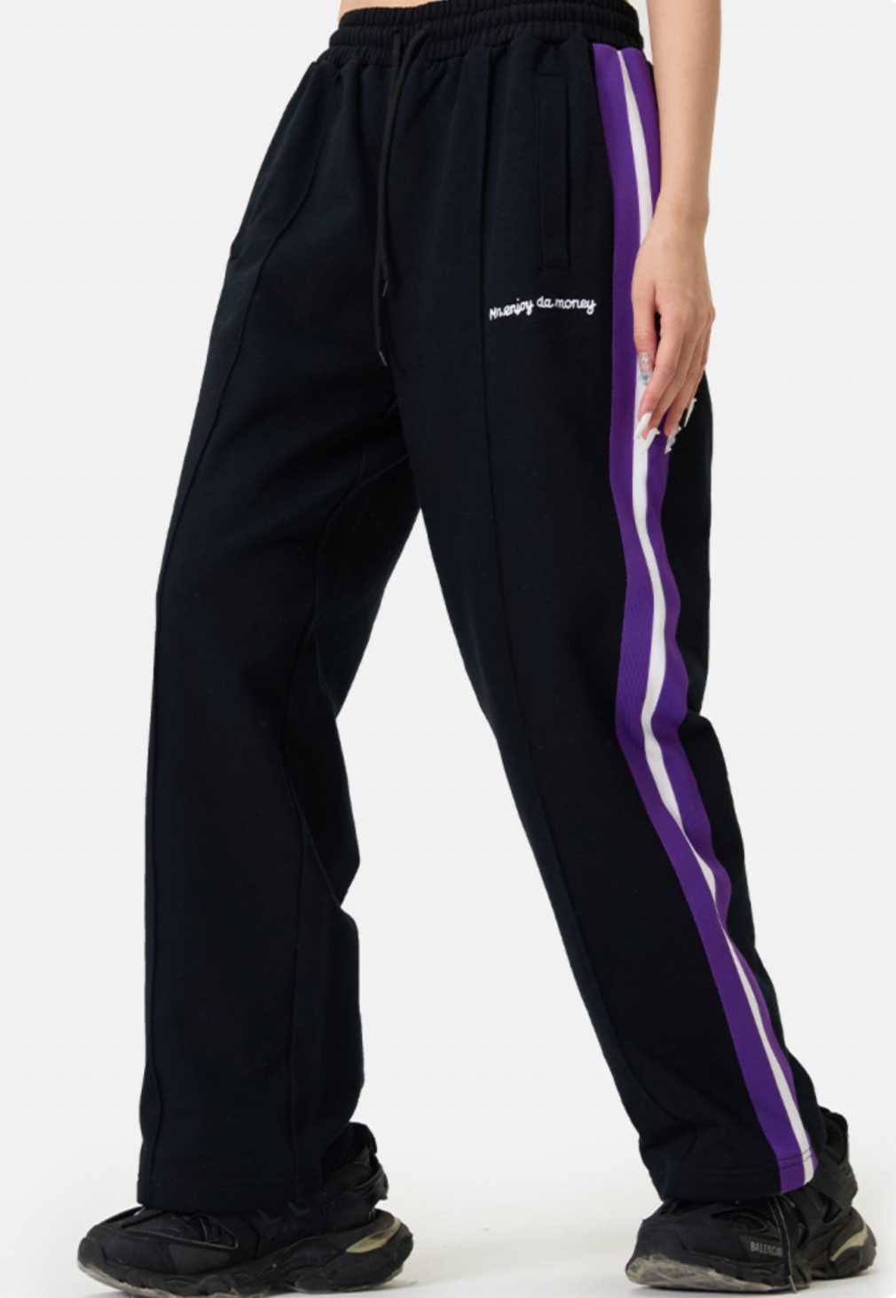 MEDM Wide Leg Contrast Color Track Pants
