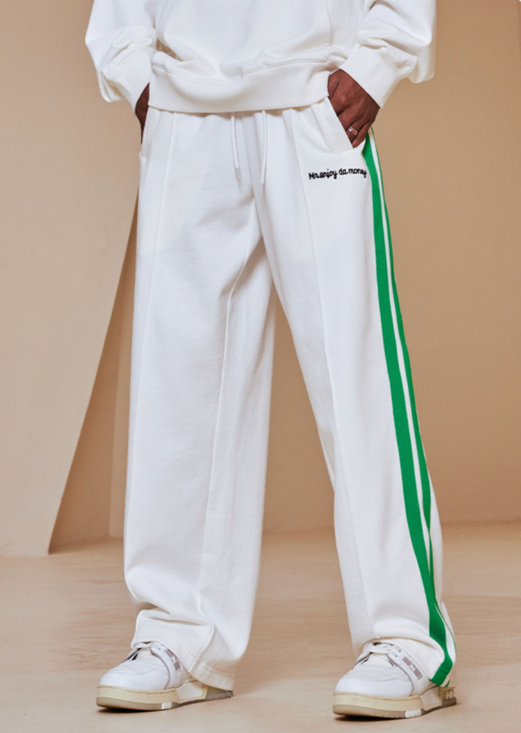 MEDM Wide Leg Contrast Color Track Pants