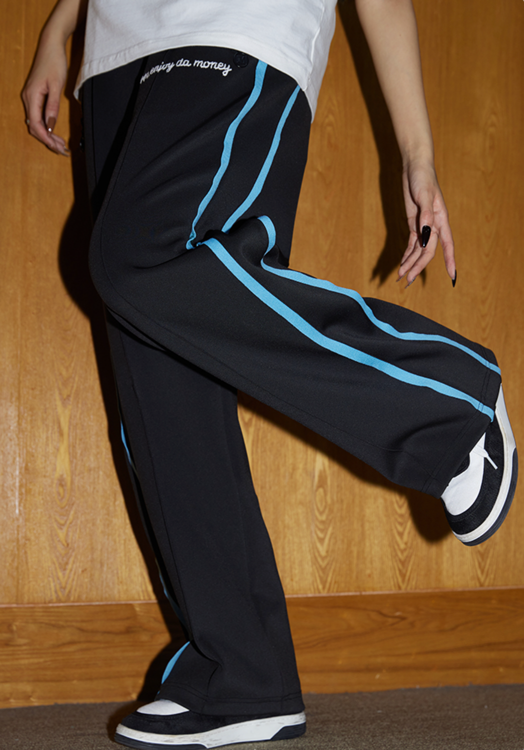 MEDM Color Matching Wide Leg Track Pants