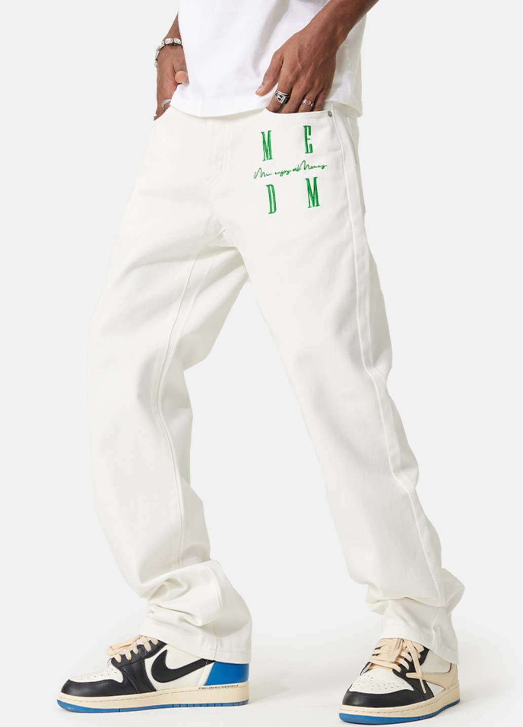 MEDM LOGO Embroidery Denim Pants