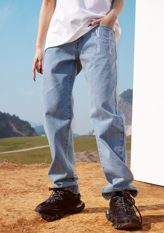 MEDM LOGO Embroidery Denim Pants