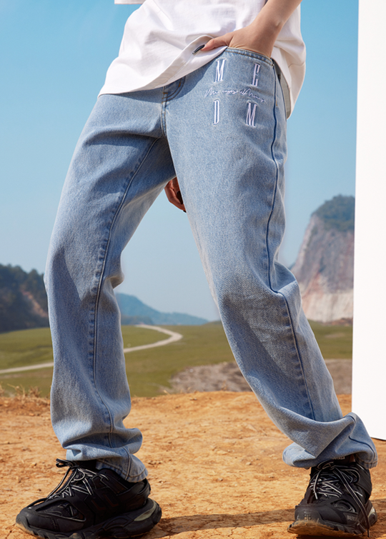 MEDM LOGO Embroidery Denim Pants