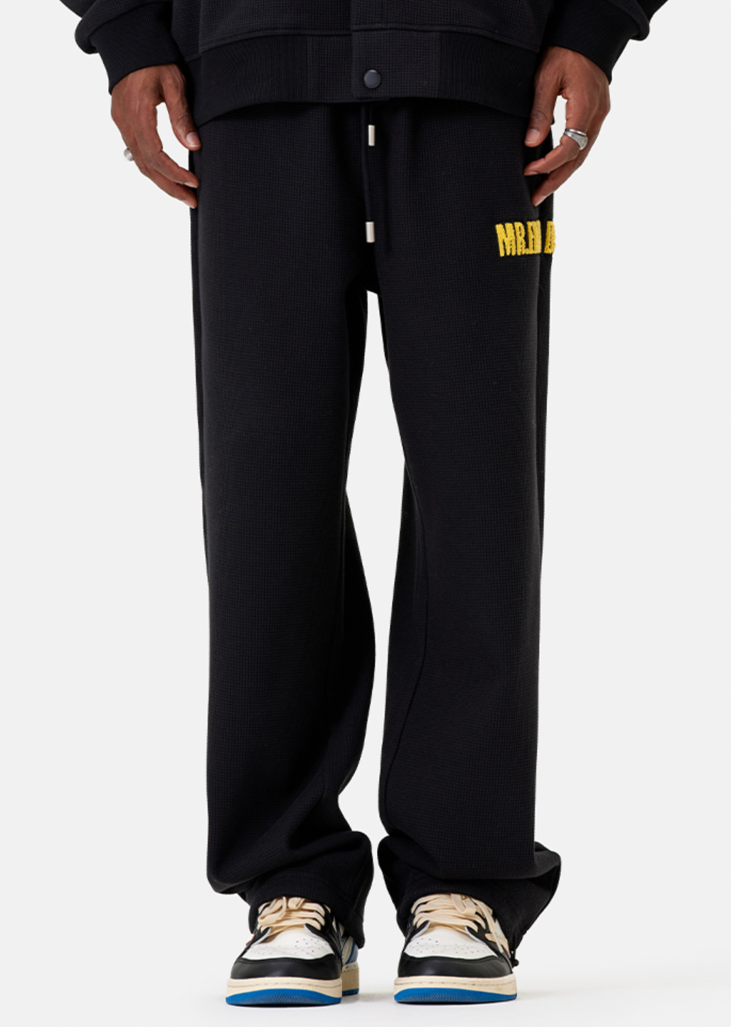 MEDM Waffle Letter Embroidery Track Pants