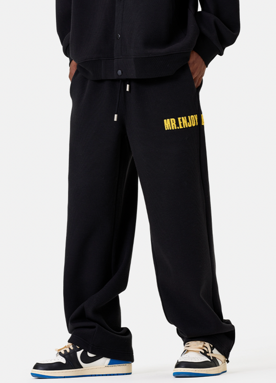 MEDM Waffle Letter Embroidery Track Pants