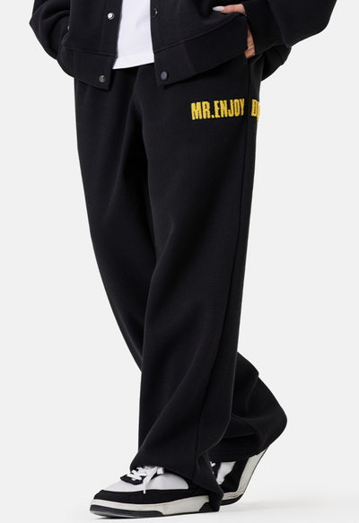 MEDM Waffle Letter Embroidery Track Pants