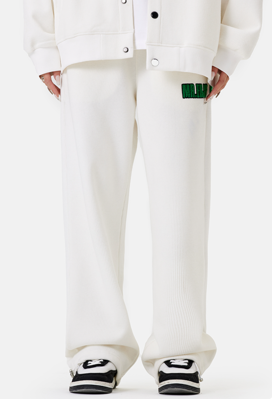 MEDM Waffle Letter Embroidery Track Pants