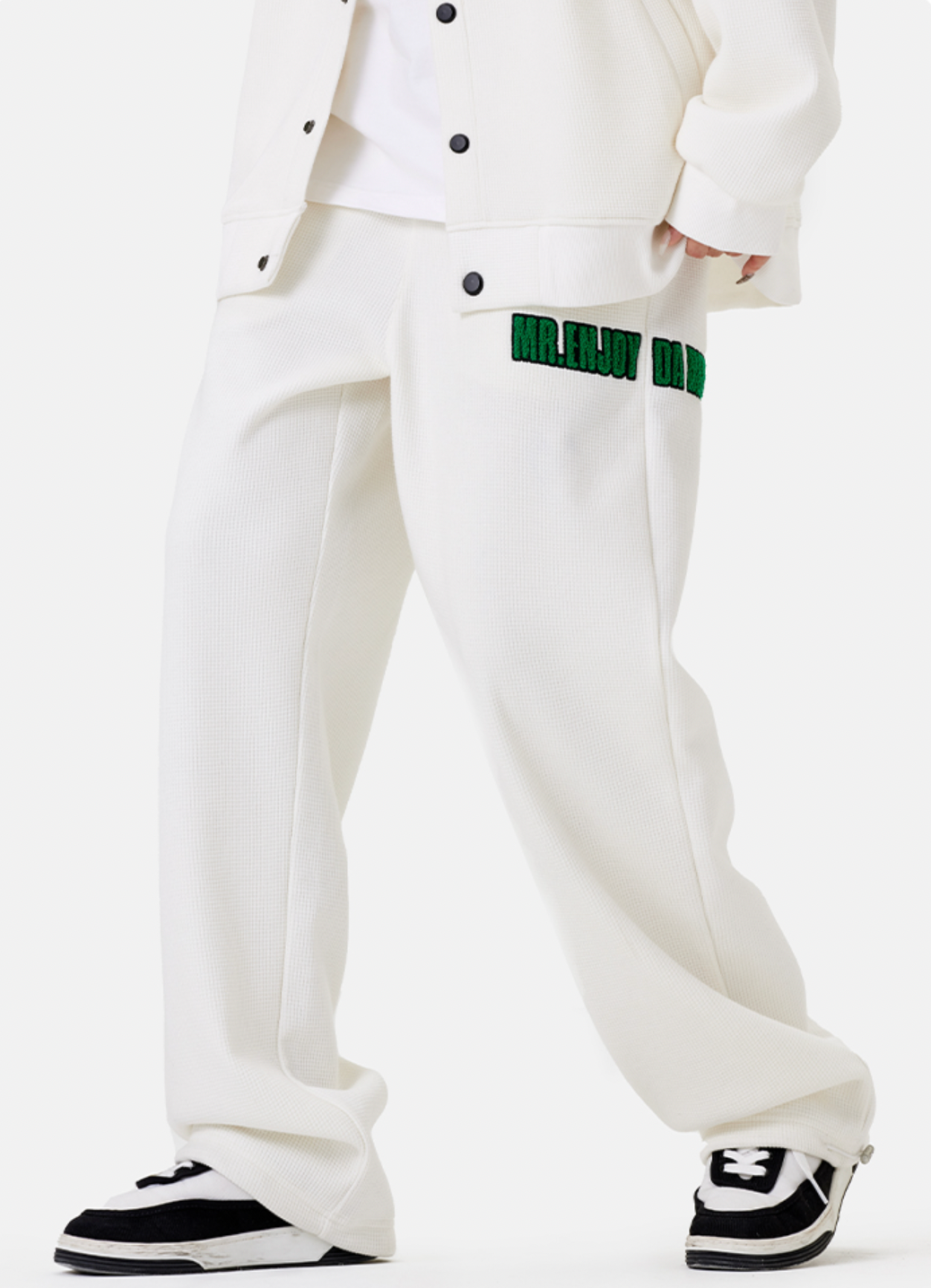 MEDM Waffle Letter Embroidery Track Pants