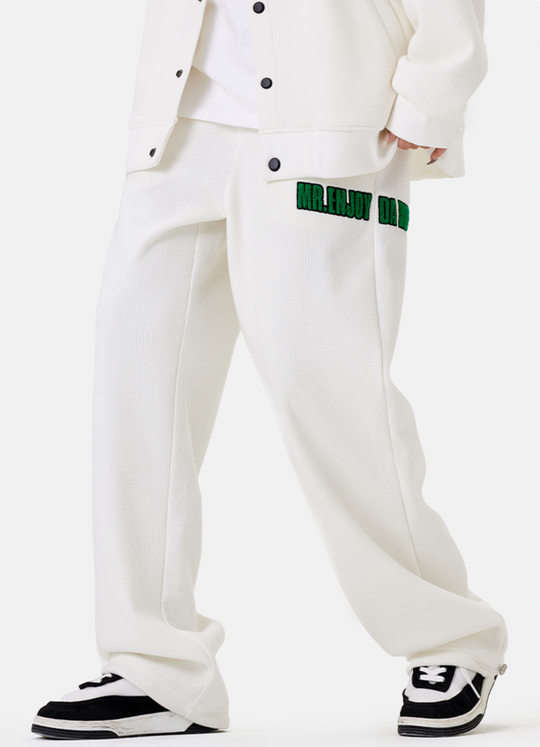 MEDM Waffle Letter Embroidery Track Pants