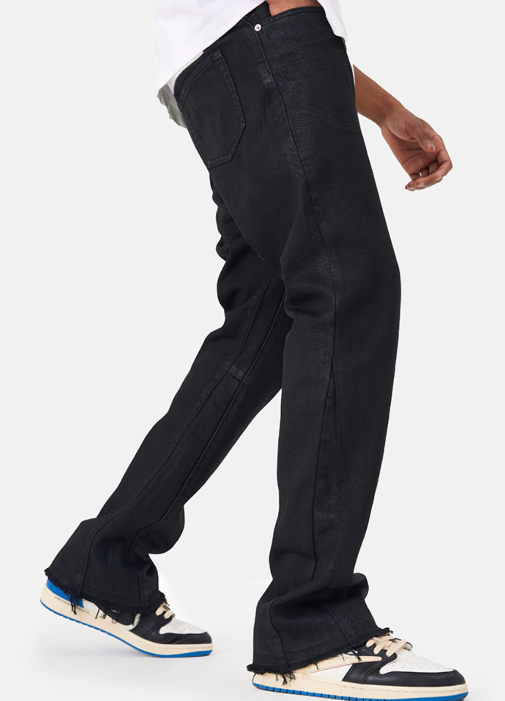 MEDM Wax Coating Stitching Denim Pants