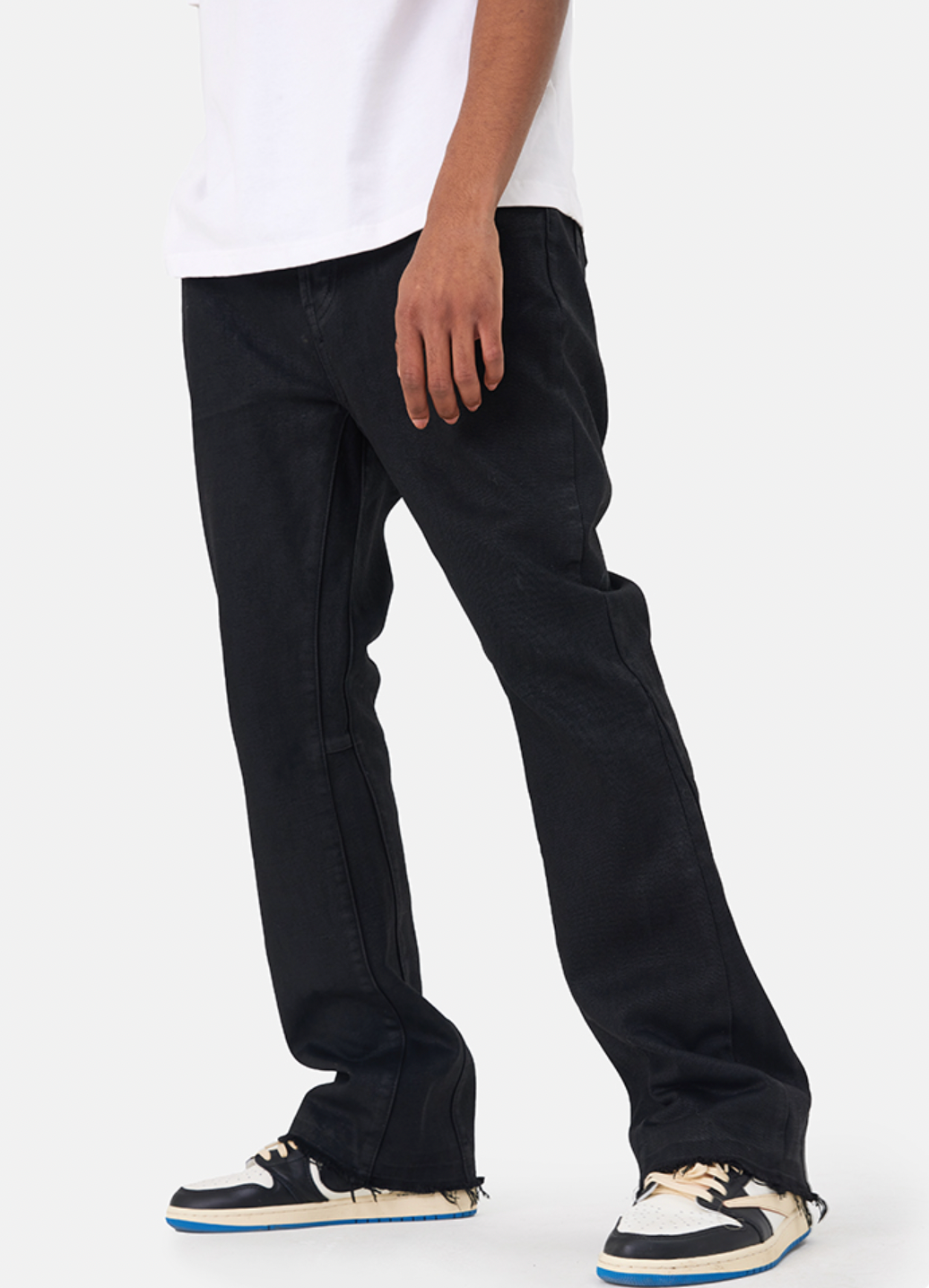 MEDM Wax Coating Stitching Denim Pants