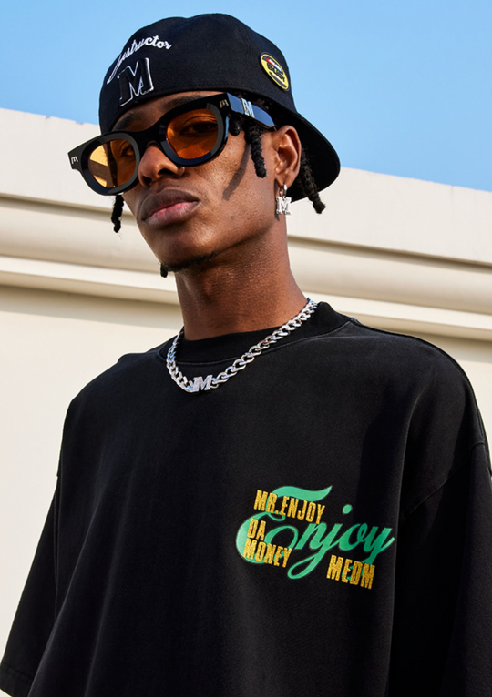 MEDM Hot Stamping Gold Letter Printing Tee