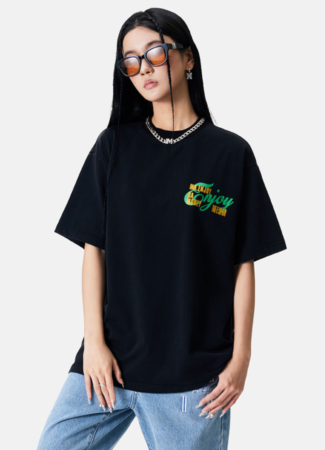 MEDM Hot Stamping Gold Letter Printing Tee