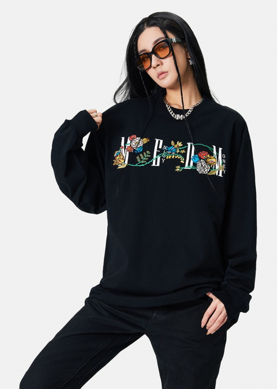 MEDM Flocking Floral Long Sleeved Tee