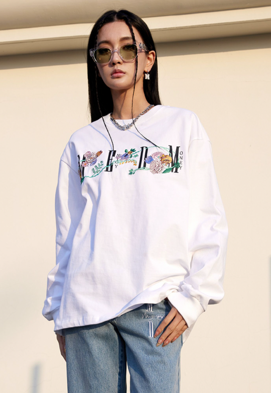 MEDM Flocking Floral Long Sleeved Tee