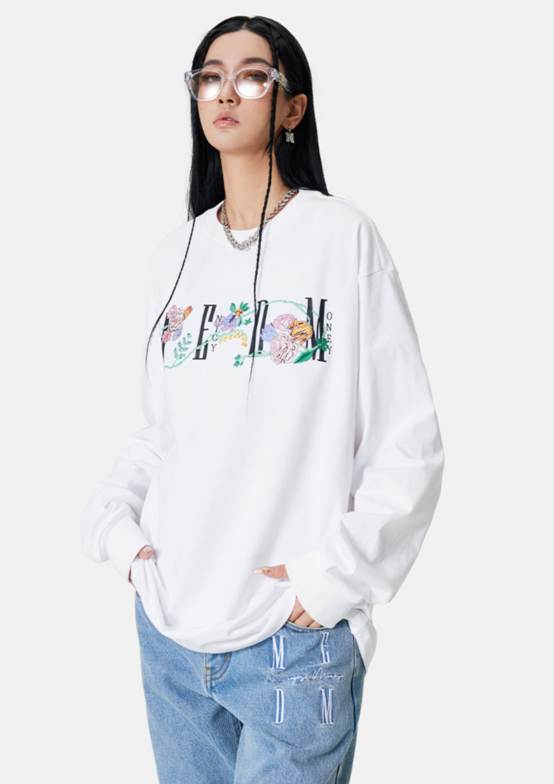 MEDM Flocking Floral Long Sleeved Tee