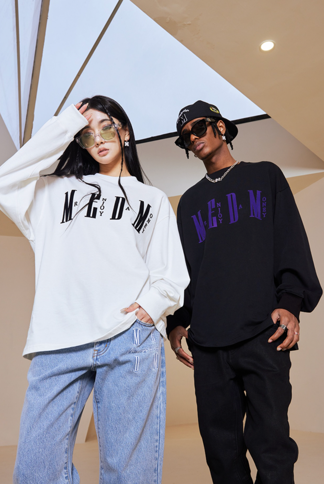 MEDM Basic Simple Printing Long Sleeved Tee