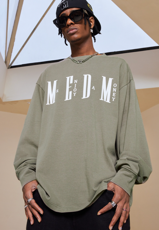 MEDM Basic Simple Printing Long Sleeved Tee