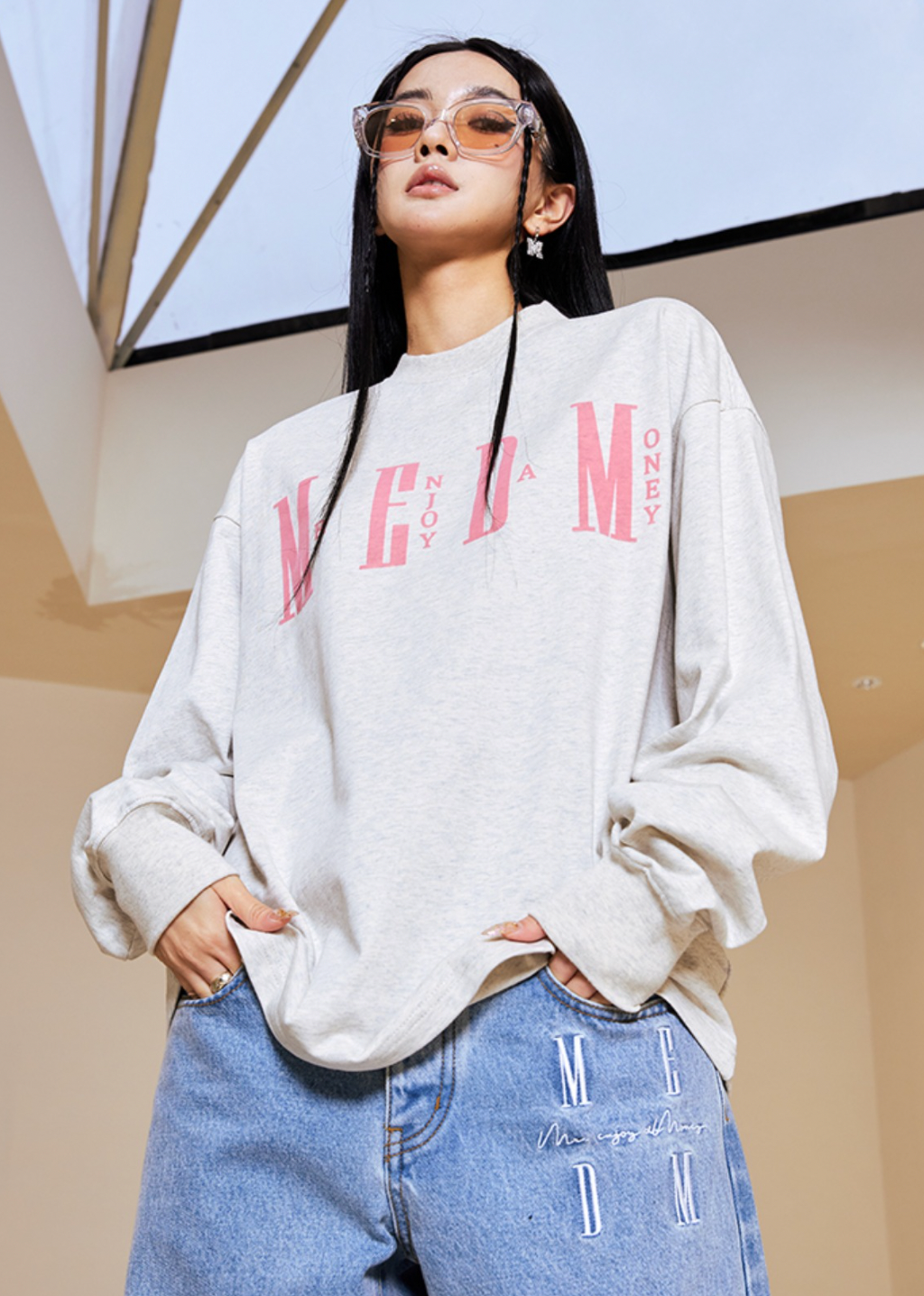 MEDM Basic Simple Printing Long Sleeved Tee